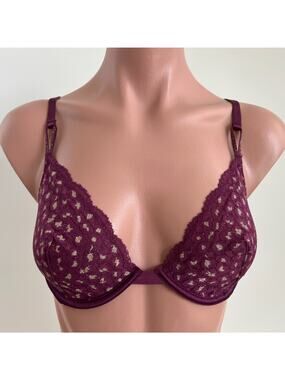 Victoria's Secret Unlined Underwire Demi Bra Maroon Size 34C NWT